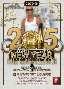 Reese Lewis 2015 New Year Family Reunion Celebration flyer